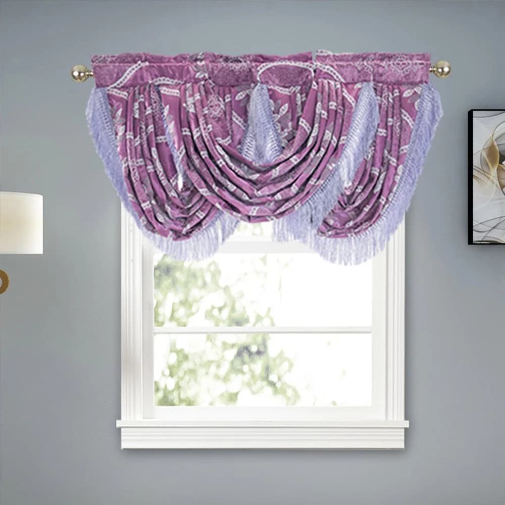 European Jacquard Floral Window Valance Polyester Short Curtain for Kitchens Bathrooms Basements & More by BeddingInn