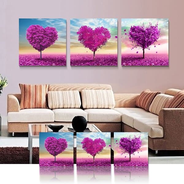 Excellence Flower Tree 3-Pieces of Crystal Film Art Wall Print by BeddingInn