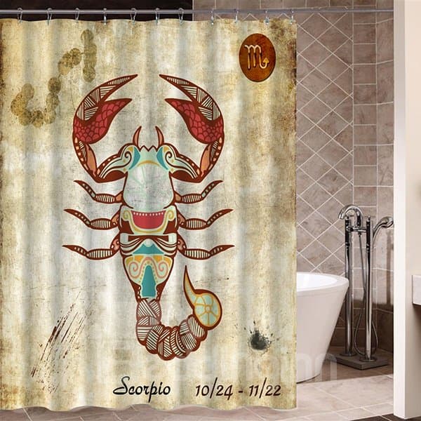 Exotic Scorpio Symbol Print 3D Bathroom Shower Curtain by BeddingInn