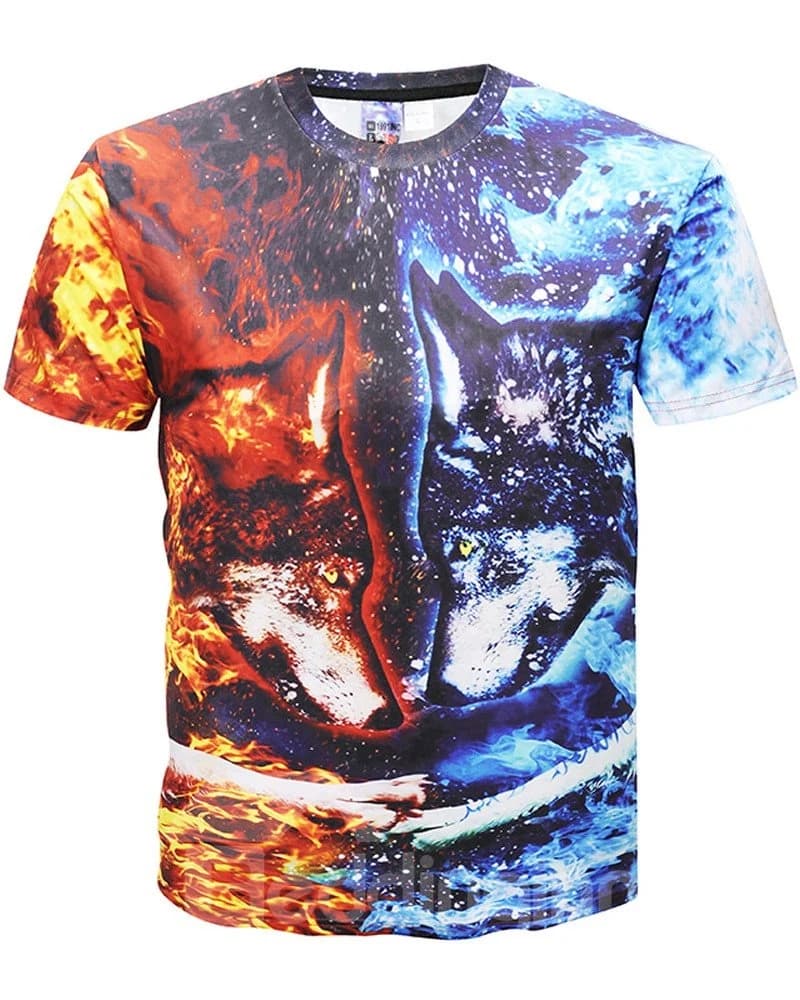 Fashion Men 3D Graphic Print Short Sleeve Round Neck Tee Tops Funny T-Shirt by BeddingInn