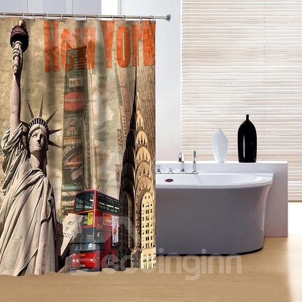 Fashion Unique New York The Statue of Liberty 3D Shower Curtain by BeddingInn