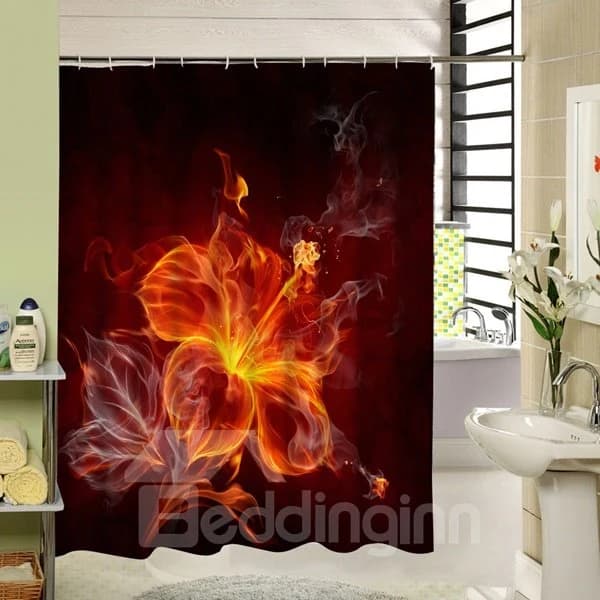 Fire Flower Printing 3D Waterproof Polyester Shower Curtain by BeddingInn
