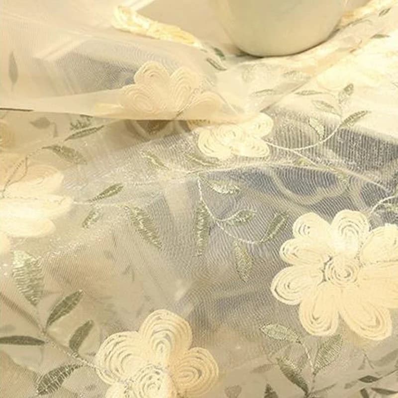 Floral Embroidery Sheer Curtains Beige Noble and Elegant for Living Room Bedroom Decoration Custom 2 Panels Drapes Breathable Voile Drapes by BeddingInn