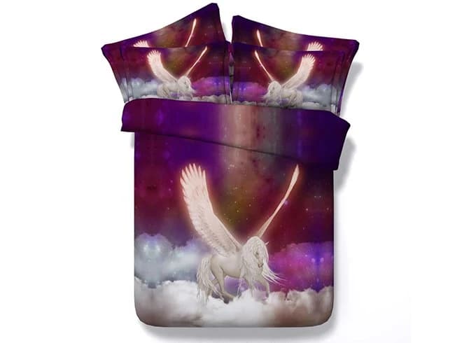 Flying Unicorn Printed Polyester 4-Piece 3D Bedding Sets/Duvet Covers by BeddingInn