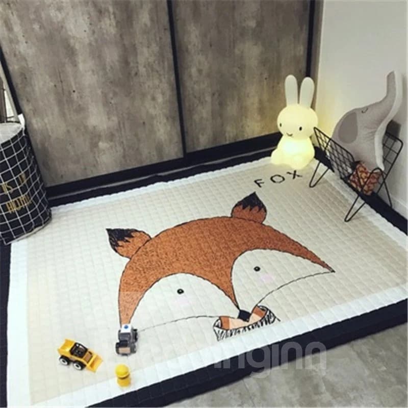 Fox Pattern Rectangular Polyester Baby Play Floor Mat/Crawling Pad by BeddingInn