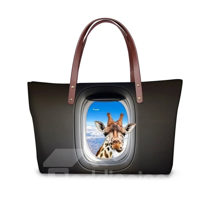 Funny Giraffe Personality Style 3D Printed for Women Girls Shoulder HandBags by BeddingInn