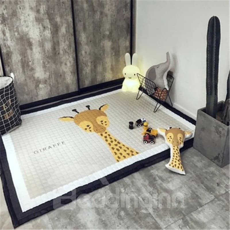 Giraffe Pattern Rectangular Polyester Baby Play Floor Mat/Crawling Pad by BeddingInn