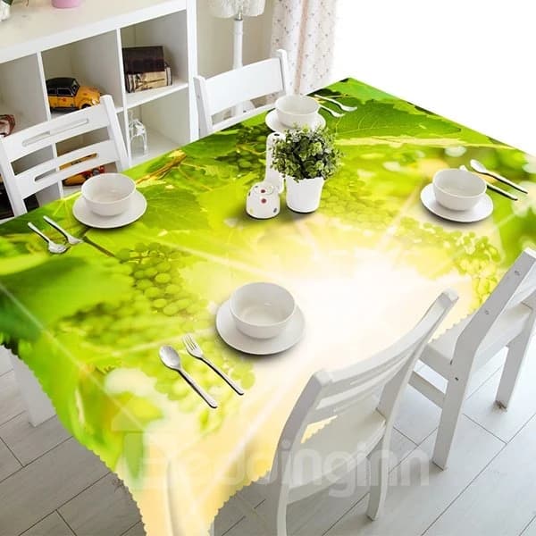 Green Grapevine and Sunlight Pattern 3D Tablecloth by BeddingInn