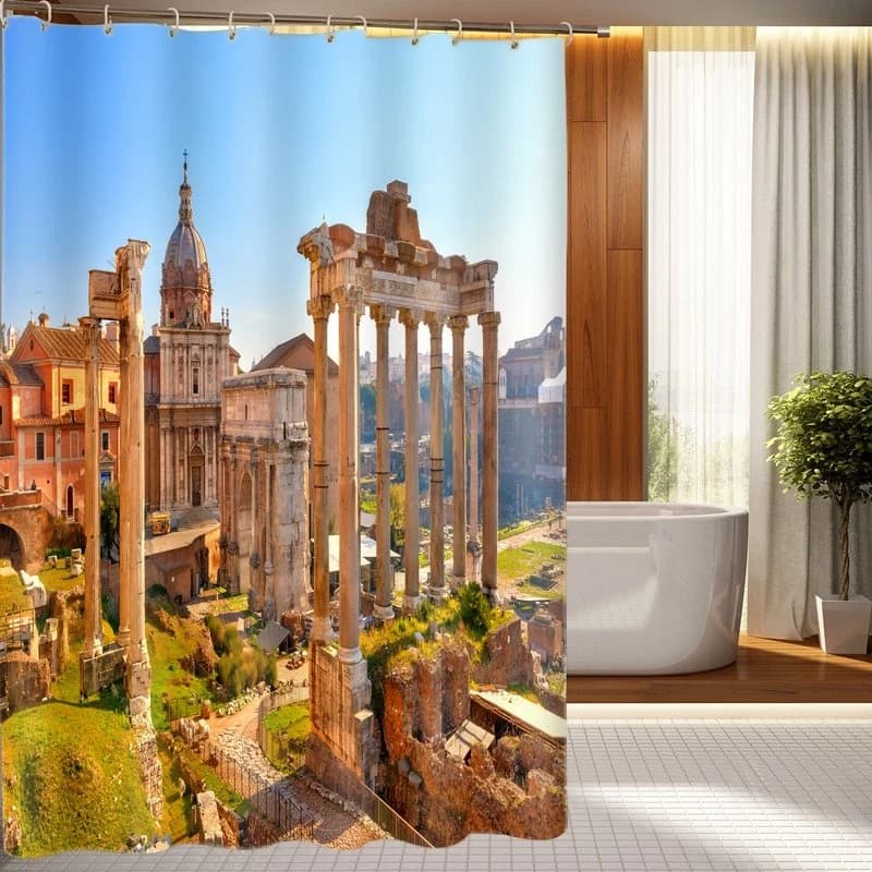 High Class Magnificent Ancient Architecture Pattern 3D Shower Curtain by BeddingInn