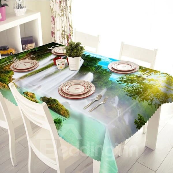 Intoxicating Waterfall and Lake Scenery Pattern 3D Tablecloth by BeddingInn