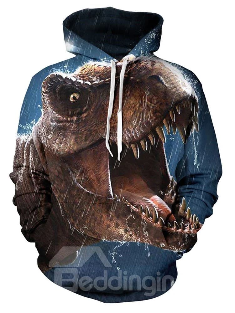 Jurassic Park Dinosaur Tyrannosaurus in the Rain Printed 3D Animal Galaxy Hoodies Sweatshirts Pullover by BeddingInn