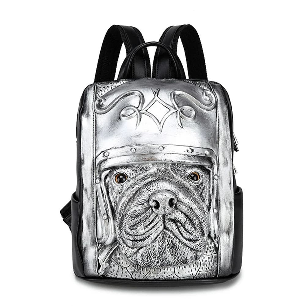 Ladies 3D Peke Dog Painted Bags Studded PU Waterproof Backpacks Handbags by BeddingInn
