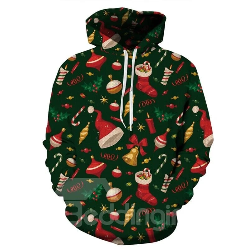 Long Sleeve Christmas Tree Decorations 3D Pattern Hoodie by BeddingInn