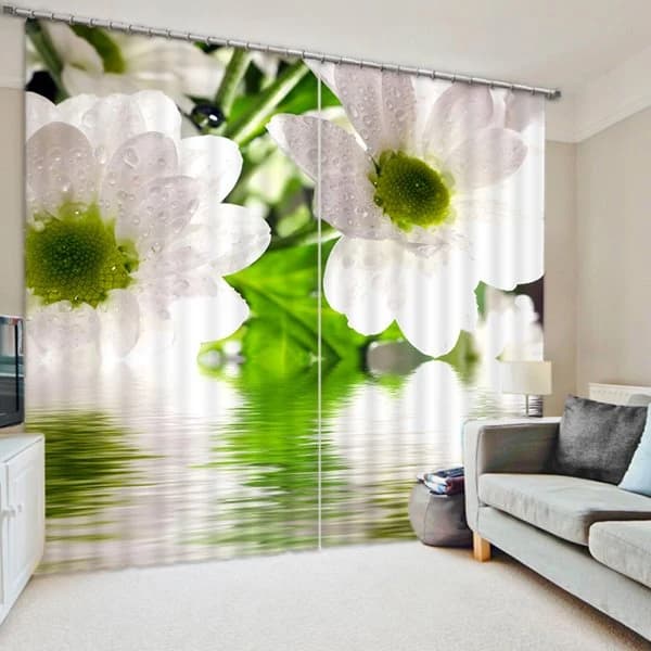 Lovely White Pear Flowers Print 3D Blackout Curtain by BeddingInn