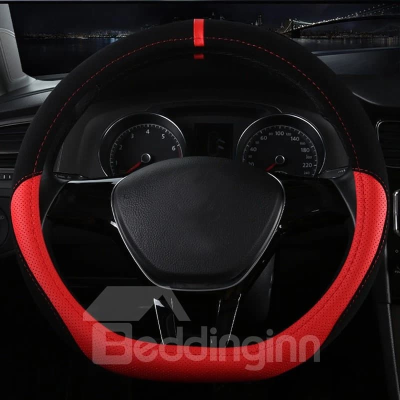 Luxury Creative D-Type Design With Durable Microfiber Leather Material Medium Car Steering Wheel Cover by BeddingInn