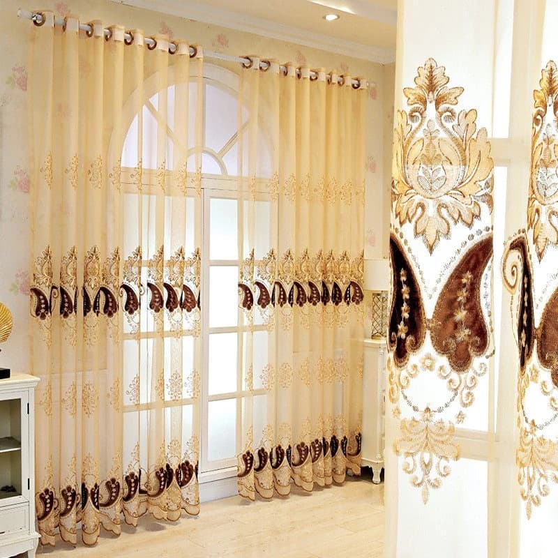 Luxury Embroidered Custom Living Room Bedroom Sheer Curtains Breathable Voile Drapes No Pilling No Fading No off-lining by BeddingInn