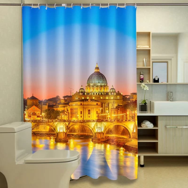 Luxury Glorious Castle 100% Polyester 3D Shower Curtains by BeddingInn