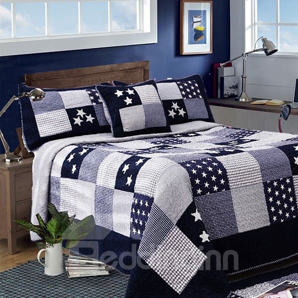 Mediterranean Stars Grid Style Cotton Bed in a Bag by BeddingInn
