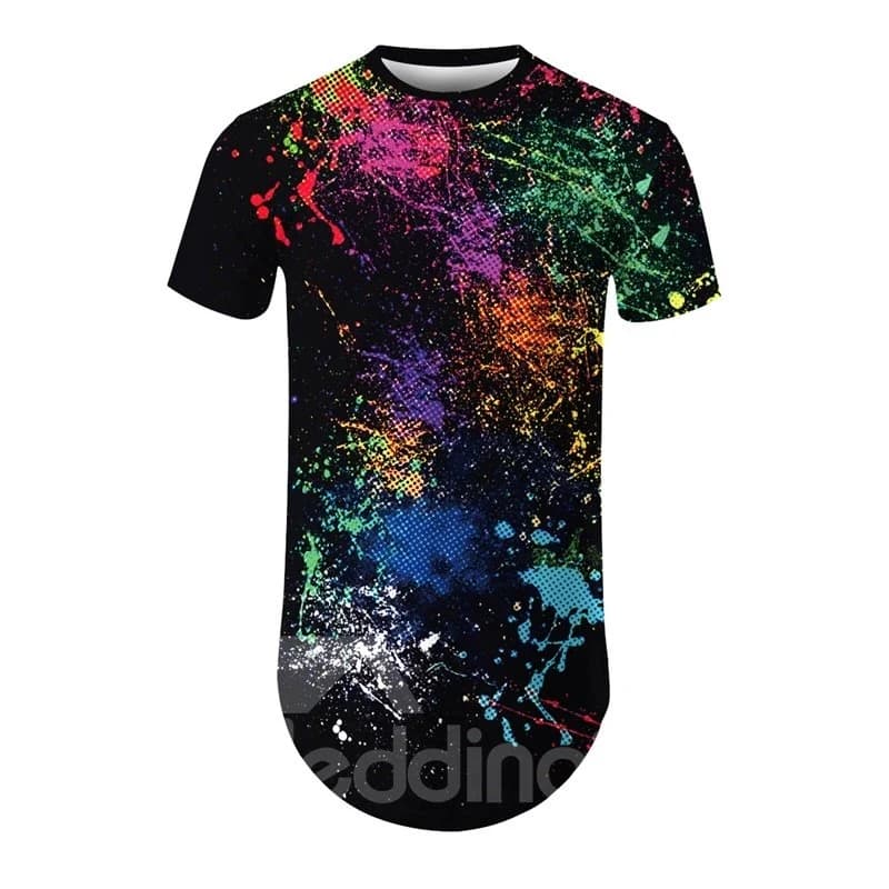 Modern Round Neck Color Printing Pattern 3D Painted T-Shirt by BeddingInn