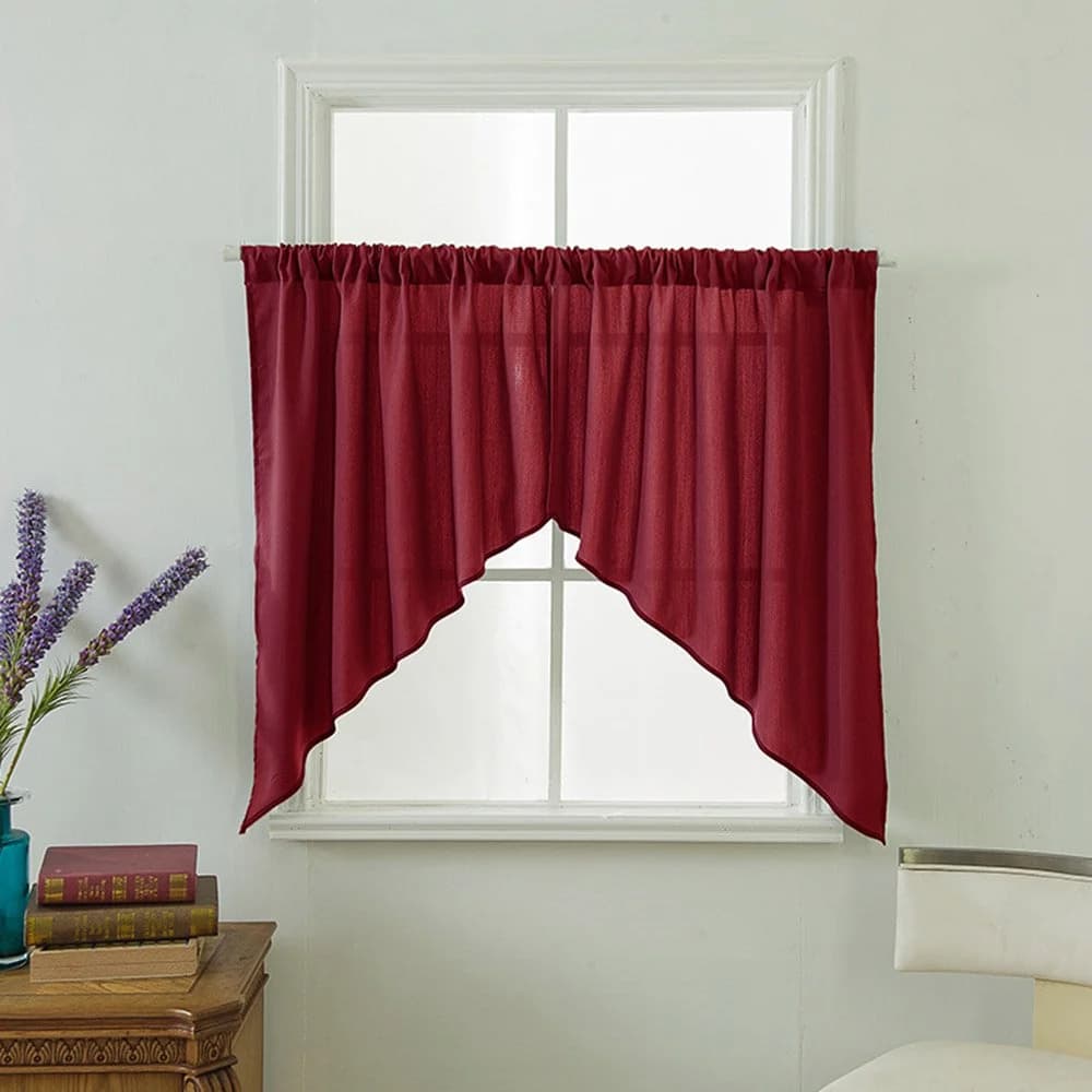 Modern Simple Plain Window Valance 2 Pcs Sheer Voile Valance for Kitchens Bathrooms Basements & More by BeddingInn