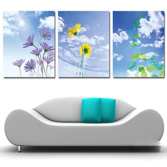 New Arrival Elegant Flowers And Blue Sky Cross Film Wall Art Prints by BeddingInn