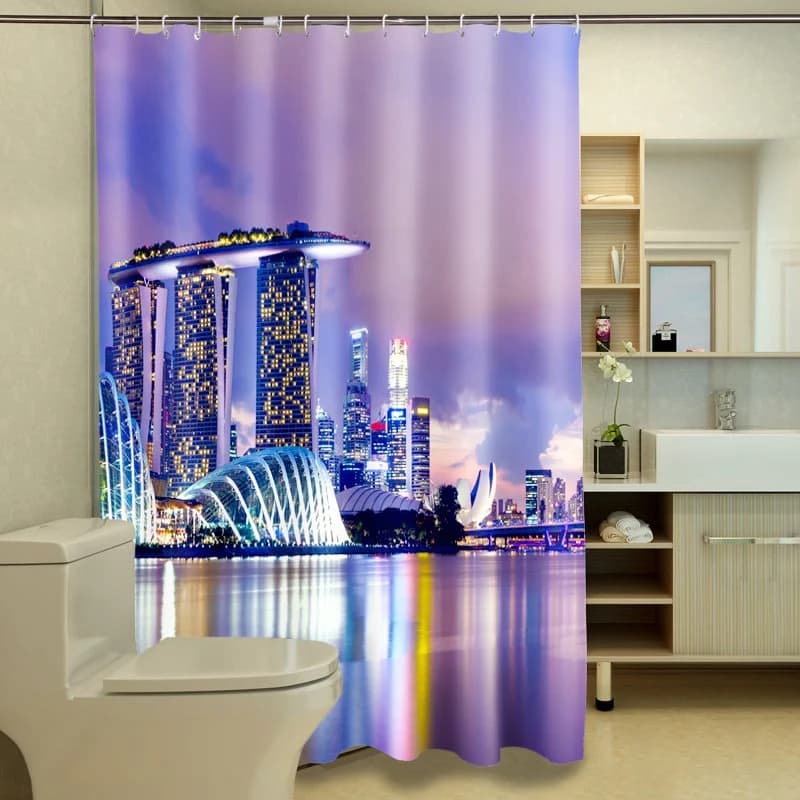 New Arrival Fascinating Seaside Metropolis 3D Shower Curtains by BeddingInn