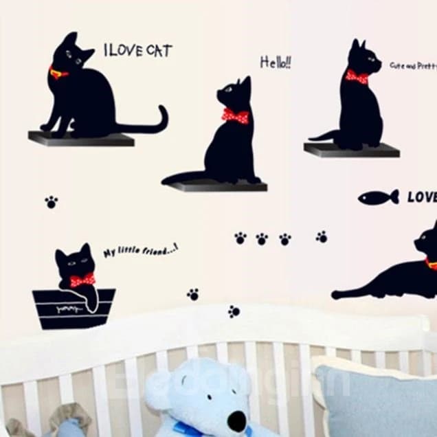 New Arrival Lovely Cat Print Wall Stickers by BeddingInn