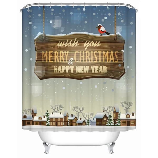 Peaceful Tranquil Christmas Night View 3D Shower Curtain by BeddingInn
