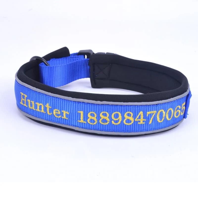 Personalized Reflective Stripe Durable Nylon Embroidered Pet Collar by BeddingInn