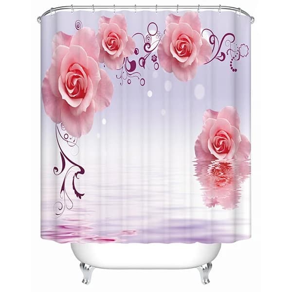Pink Rose Pattern 3D Shower Curtain by BeddingInn