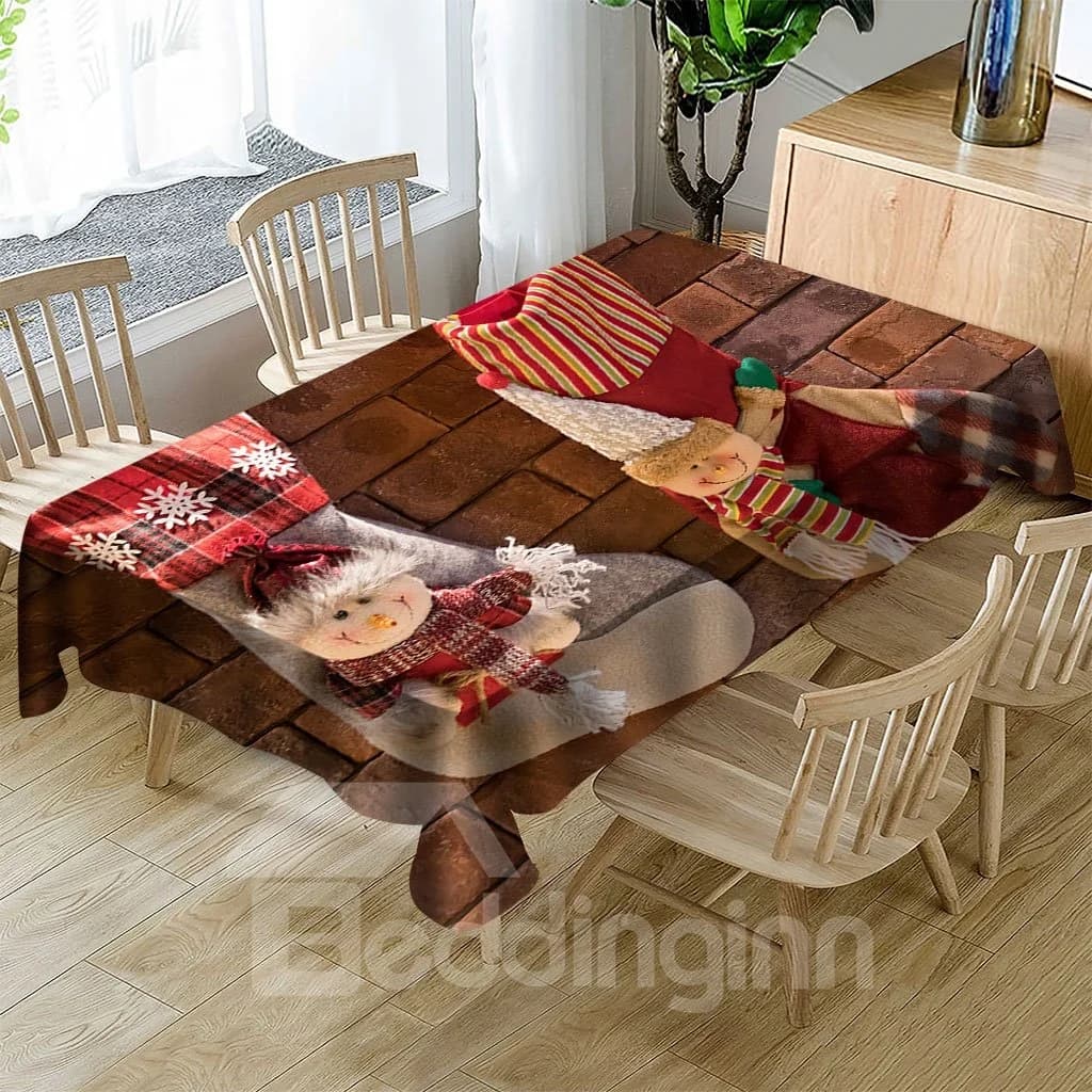 Plain Color Funny Simple Christmas Theme Patterns Stain-Resistant Durable Unfading 3D Tablecloth by BeddingInn