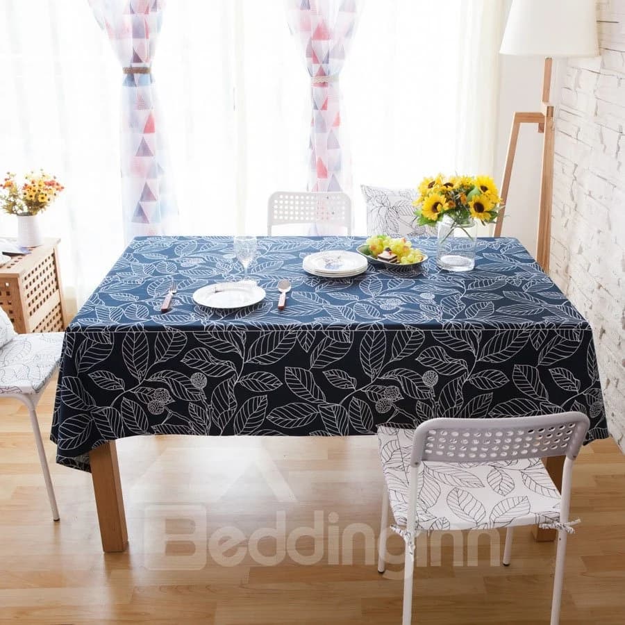 Plant Pattern Cotton Square Shape Home Use Table Cloth by BeddingInn