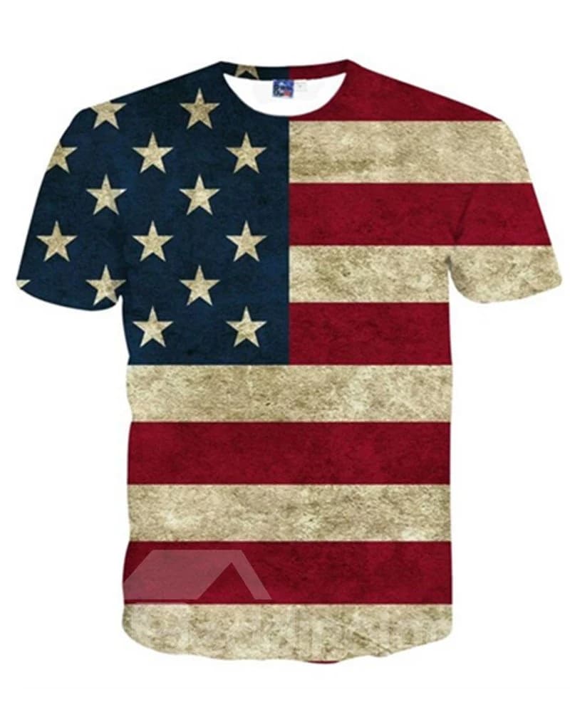 Popular American Flag Pattern 3D Painted T-Shirt by BeddingInn