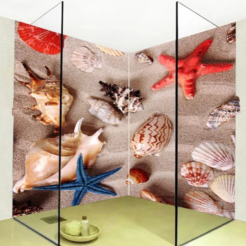 Practical Starfishes and Conches Pattern Waterproof 3D Bathroom Wall Murals by BeddingInn