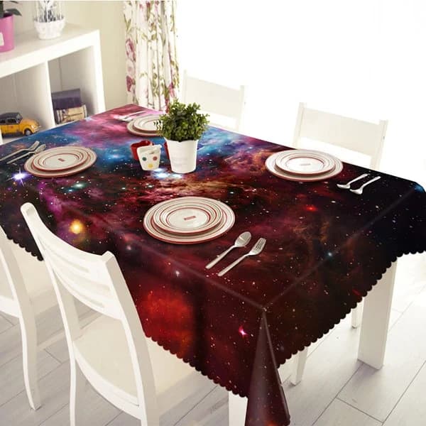 Red Galaxy Pattern Polyester 3D Tablecloth by BeddingInn