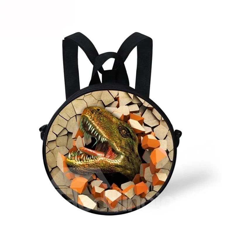 Round 3D Dinosaur Pattern School Bag Shoulders Backpack by BeddingInn