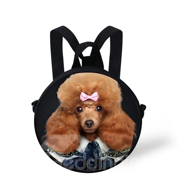 Round 3D Mr.Poodle Pattern School Bag Shoulders Backpack by BeddingInn