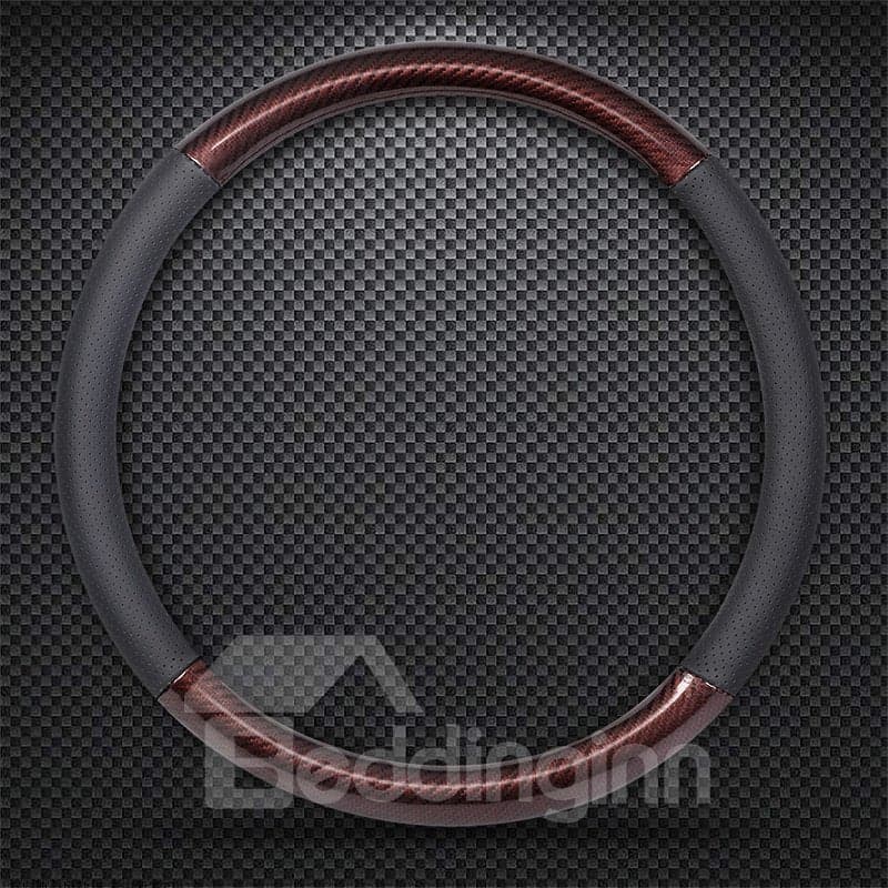 Simple Style Color Block Carbon Fibre Steering Wheel Cover by BeddingInn