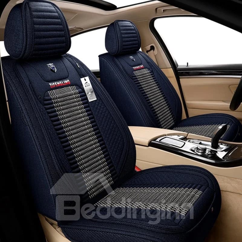 Simple Style Linen Material Environmentally Friendly Tasteless Breathable And Colorfast 5 Seats Universal Truck Seat Covers by BeddingInn