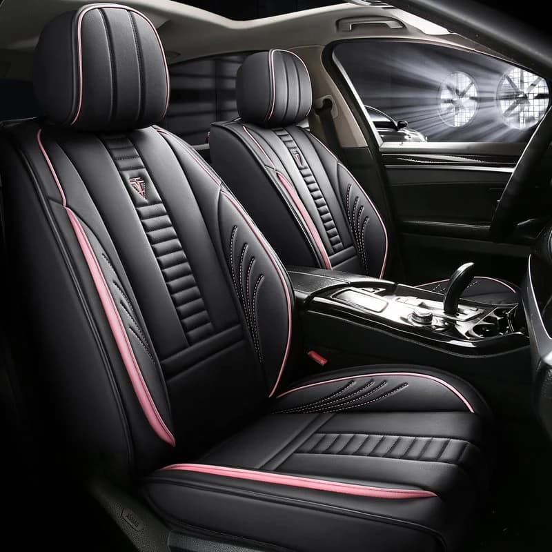 Sport Style Full Coverage Car Seat Covers Soft Wear-Resistant Durable Skin-Friendly Man-Made PU Leather Airbag Compatible 5-Seater Universal Fit Seat… by BeddingInn