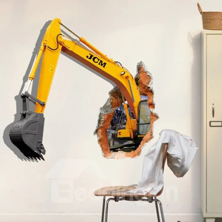 Stunning Creative 3D Excavator Wall Sticker by BeddingInn