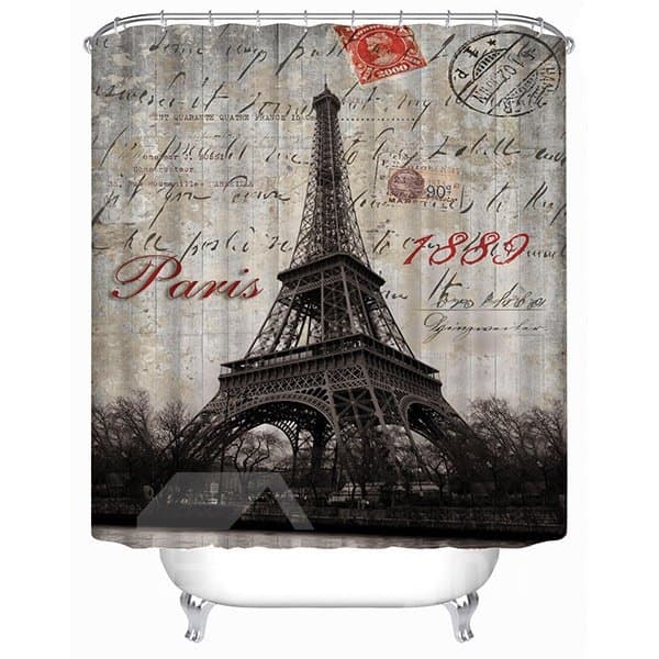 The Eiffel Tower in 1889 Print 3D Bathroom Shower Curtain by BeddingInn