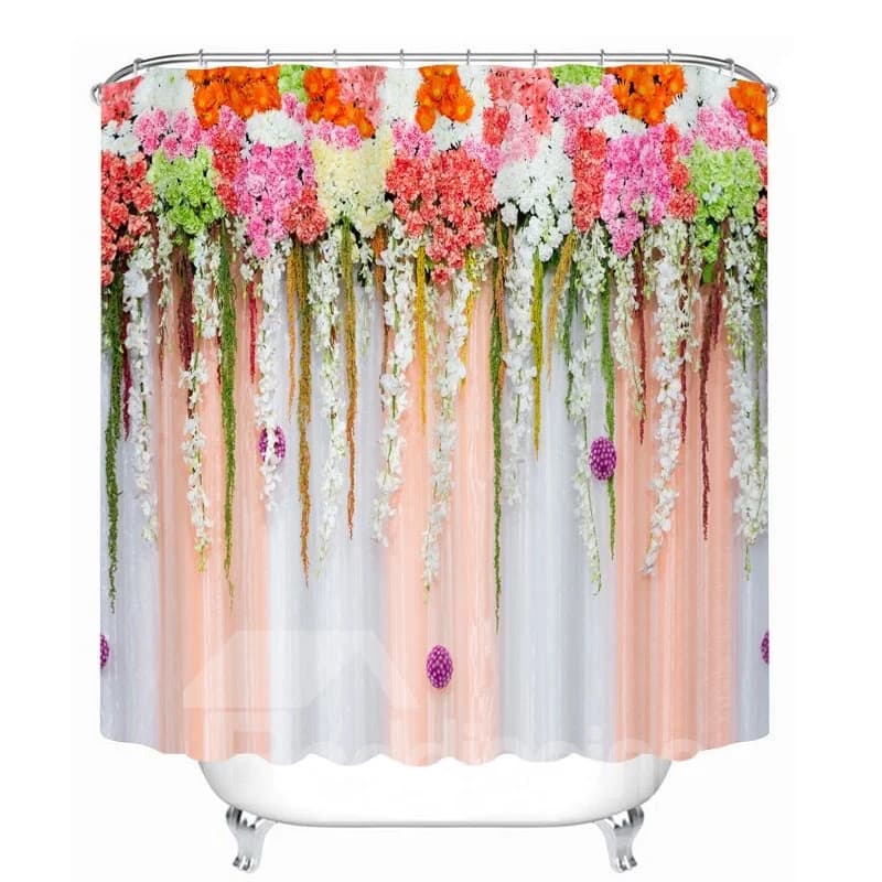 The Flower Wall Printing Bathroom 3D Shower Curtain by BeddingInn