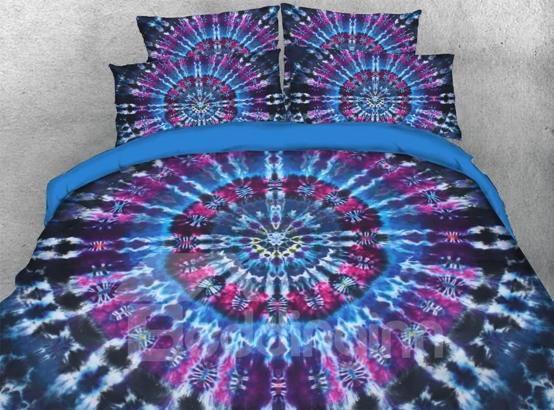 Tie-dye Pattern Ethnic Style 3D Duvet Cover Set 4-Piece Bedding Set Soft Warm by BeddingInn
