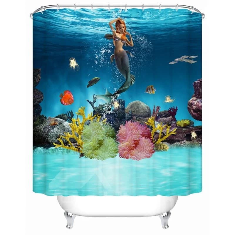 Underwater World Pattern Polyester Material Waterproof Shower Curtain by BeddingInn