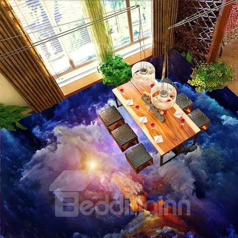 Unique Design Sunlight in Clouds Print Home Decorative Waterproof 3D Floor Murals by BeddingInn