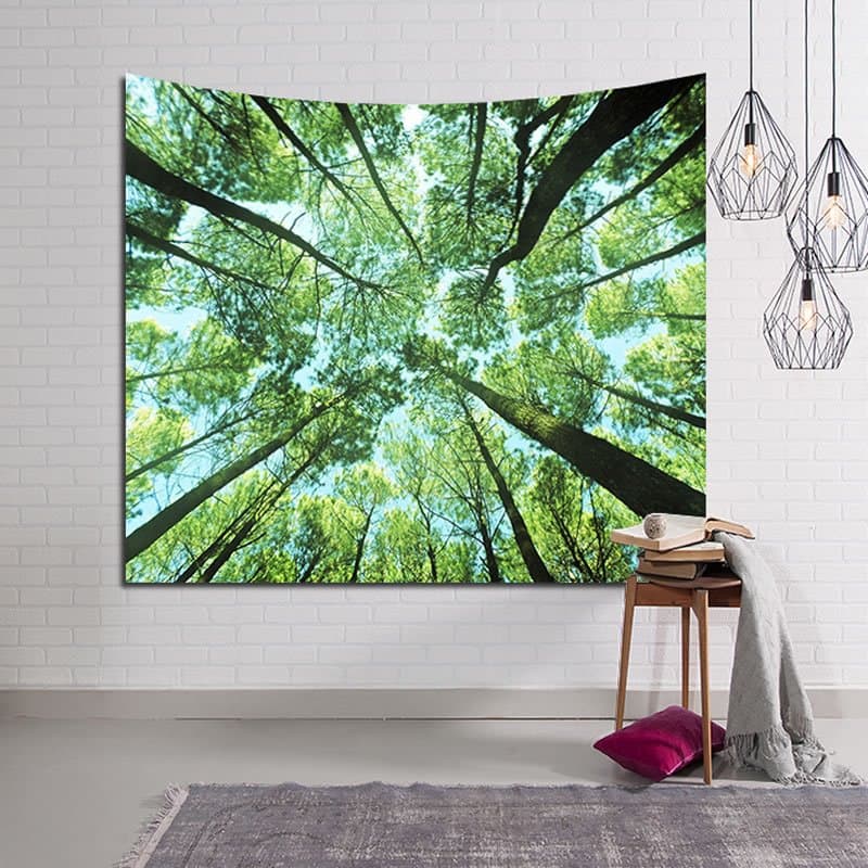 Vibrant Spring Forest Design Green Decorative Hanging Wall Tapestry by BeddingInn