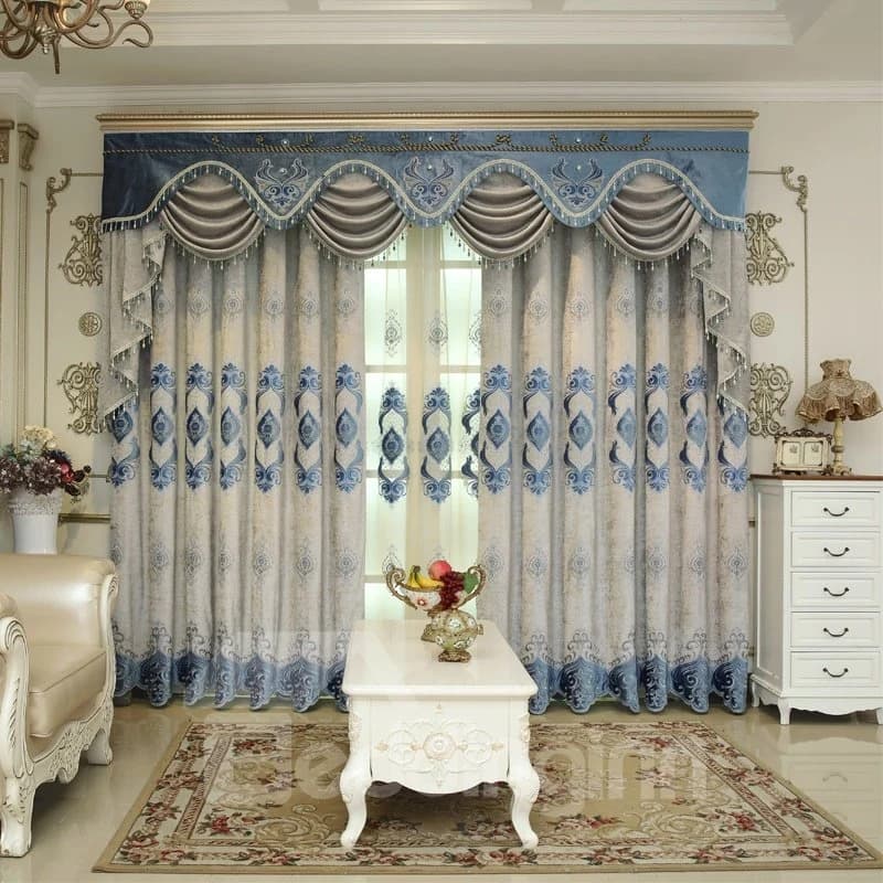 Vintage Duck Egg Curtains Online 2 Panel Set 84 Inches Wide and 84 Inches with Thick Chenille Physically Blocks Light Nicely Prevents UV Ray by BeddingInn