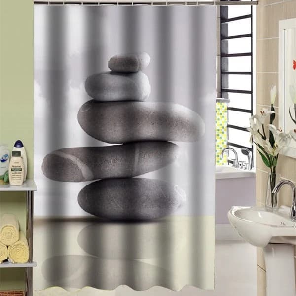 Vivid 3D Stones Print Light Shading Shower Curtain by BeddingInn