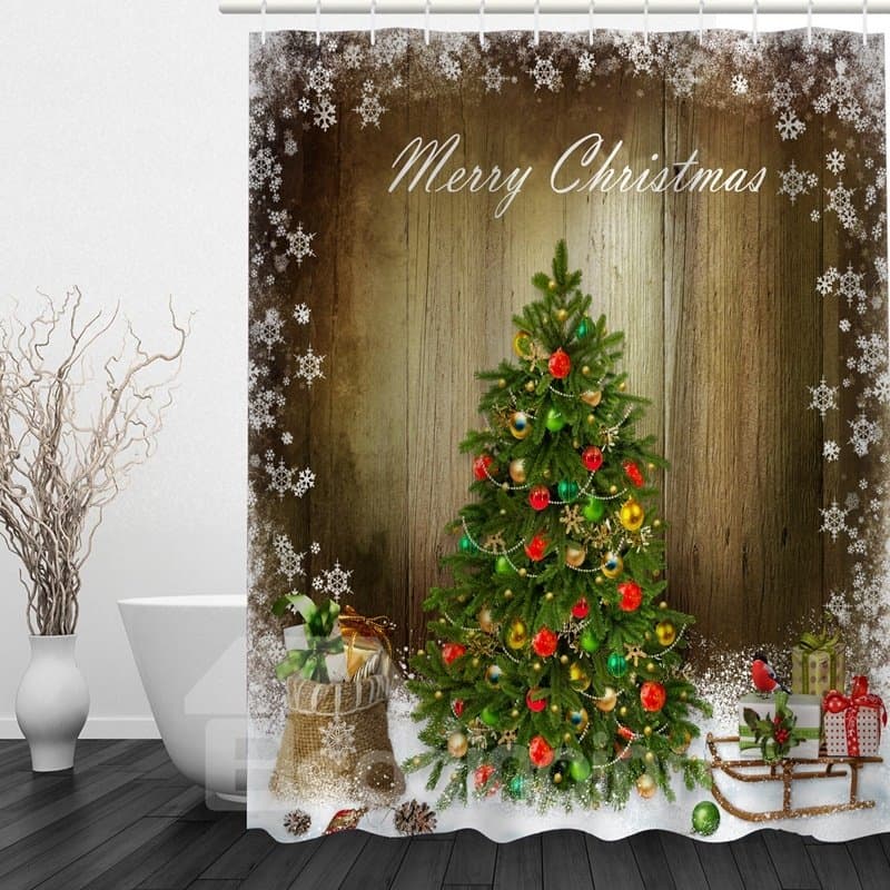 Vivid Christmas Tree Printing Bathroom 3D Shower Curtain by BeddingInn